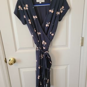 Gray Floral Wrap Dress